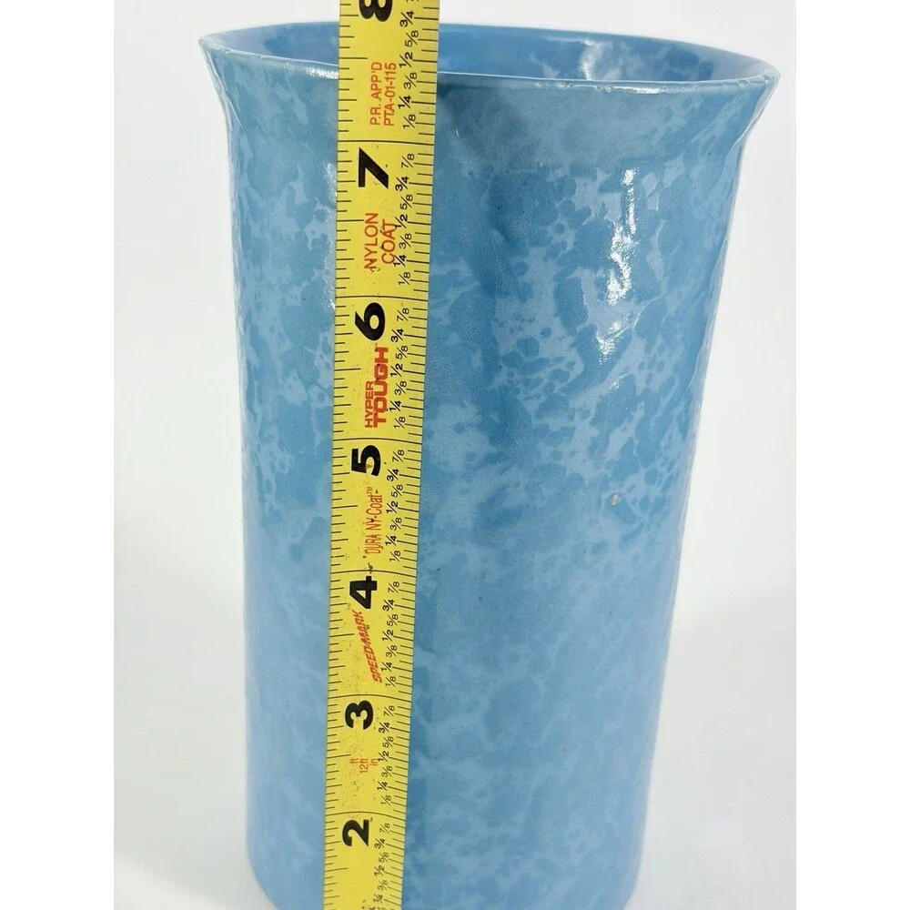 Bennington Potters Utensil Crock Vase 1398 DG Agate Blue Spongeware Blue on Blue